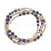 Round Natural Lapis Lazuli & Synthetic Howlite Beaded Wrap Long Necklaces NJEW-JN05907-02-2