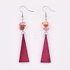 Pear Wood Dangle Earring EJEW-JE03156-05-2