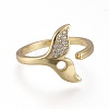 Brass Micro Pave Clear Cubic Zirconia Cuff Rings RJEW-K232-12G-2