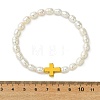 Natural Cultured Freshwater Pearl & Alloy Beads Stretch Bracelets for Women BJEW-JB14103-01-4