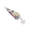 3Pcs 3 Styles Electroplated Natural Quartz Crystal Nuggets Copper Wire Wrapped Pendants PALLOY-JF03128-07-4