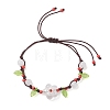 Handmade Silver Foil Glass Lampwork &  Natural White Jade Beads Braided Bead Bracelets for Women BJEW-JB12728-01-2