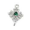 Brass Green Cubic Zirconia Clover Connector Charms KK-Q048-12P-1