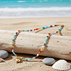 Beach Colorful Glass Beaded Alloy Heart Pendant Necklaces for Women LS-NM2683-3