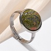 Half Round Natural & Synthetic Gemstone Finger Rings RJEW-M062-01P-23-5