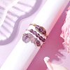 3Pcs Natural  Amethyst Bead Finger Ring RJEW-JR00855-02-3