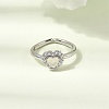 Brass Micro Pave Cubic Zirconia Cuff Open Rings for Women RJEW-B160-10P-1
