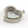 Heart Alloy Rhinestone Magnetic Floating Locket Pendants X-PALLOY-S039-04-2