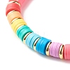 Handmade Polymer Clay Heishi Beads Stretch Bracelet BJEW-JB07393-4