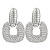 Square Clear Cubic Zirconia Dangle Earrings EJEW-Q387-06P-1