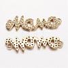 Brass Micro Pave Cubic Zirconia Links ZIRC-G074-07G-NR-1