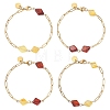 Natural Amber Beads Link Bracelets BJEW-JB13495-2