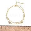 Brass Micro Pave Clear Cubic Zirconia Bowknot Link 2-Strand Bracelets KK-CBA6980-19G-5