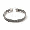 304 Stainless Steel Flat Mesh Chains Shape Open Cuff Bangle for Women BJEW-C0033-04-3