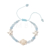 Natural Aquamarine & Synthetic Synthetic Turquoise Beads Braided Bead Bracelets BJEW-JB13275-01-2