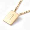 Stainless Steel Initial Letter Rectangle Pendant Necklace for Men Women NJEW-E090-01G-09-1