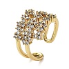 Rack Plating Brass Micro Pave Cubic Zirconia Open Cuff Rings RJEW-Q777-13G-1