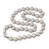 Brass Micro Pave Clear Cubic Zirconia Flat Round Link Chain Necklaces for Women NJEW-B157-18P-3