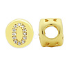 Brass Micro Pave Clear Cubic Zirconia Beads KK-T030-LA843-OX3-2