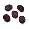 Dyed Natural Druzy Agate Oval Links Connector Charms G-P614-02G-01-1