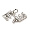 Brass Micro Pave Grade AAA Cubic Zirconia Charms ZIRC-P067-11P-E-NR-3