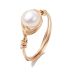 Nuggets Natural Cultured Freshwater Pearl Finger Rings RJEW-JR00697-01-4