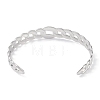 304 Stainless Steel White Enamel Twisted Chain Open Cuff Bangles for Women BJEW-C071-17P-3
