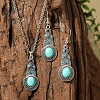 Bohemian Style Zinc Alloy & Synthetic Turquoise Pendant Necklaces & Dangle Earrings Sets WG40DB6-05-1