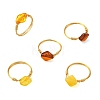 Copper Wired Natural Amber Finger Rings for Women RJEW-JR01053-3