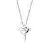 Mother's Day Brass Micro Pave Colorful Cubic Zirconia Heart Cross Pendant 304 Stainless Steel Cable Chain Necklaces for Women WGBC0BB-01-2