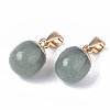 Top Golden Plated Natural Green Aventurine Pendants G-T131-03F-2