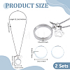 2Pcs Flat Round Glass with Alloy Photo Frame Locket Pendant Necklace Kits with Feather and Paw Print and 4Pcs Glass Cabochons NJEW-DR00043-2