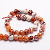 Dyed Natural Fire Crackle Agate Faceted Round Beads Strands G-E320C-8mm-06-2