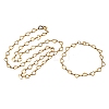 304 Stainless Steel Heart Link Chain Bracelet & Necklace Jewelry Sets SJEW-L199-13G-4