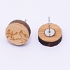 Natural Wood Stud Earrings EJEW-WH0005-03I-2