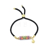 Handmade Seed Column Link Slider Bracelet with Sun Charms BJEW-MZ00027-1