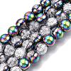 Electroplated Crackle Glass Beads Strands EGLA-N014-10mm-06-1