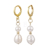 Oval Natural Cultured Freshwater Pearl Leverback Earrings EJEW-JE06972-3