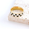 Black & White Checkerboard Stainless Steel Enamel Finger Rings FS-WG83B81-04-4