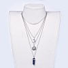 Bullet Natural Lapis Lazuli Pendant Tiered Necklaces NJEW-JN02457-03-6