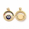 Rack Plating Brass Micro Pave Colorful Cubic Zirconia Pendants LAMP-A153-05G-04-1