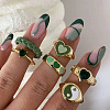 6Pcs Heart & Yin-yang Alloy Enamel & Rhinestone Finger Rings Sets for Women WG67DEB-01-1