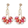 Fan Glass Dangle Stud Earrings EJEW-MZ00674-01-3