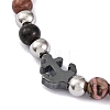 Natural Rhodochrosite & Synthetic Magnetic Hematite Anchor Beaded Bracelet BJEW-P339-01P-03-2