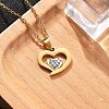 304 Stainless Steel Crystal Rhinestone Heart Pendant Cable Chain Necklaces for Women NJEW-Z056-01D-G-2