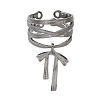 Alloy Bowknot Wide Open Cuff Rings for Women RJEW-S412-08B-2