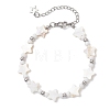 2Pcs Natural White Shell Star & Moon Link Bracelets BJEW-JB13283-3