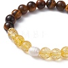 Natural & Synthetic Mixed Gemstone & Pearl Beaded Stretch Bracelets BJEW-JB09726-4