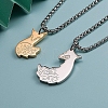 Stainless Steel Couple Fox Pendant Box Chain Necklaces Set PW-WG38AEC-01-3