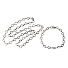 304 Stainless Steel Heart Link Chain Bracelet & Necklace Jewelry Sets SJEW-L199-13P-4